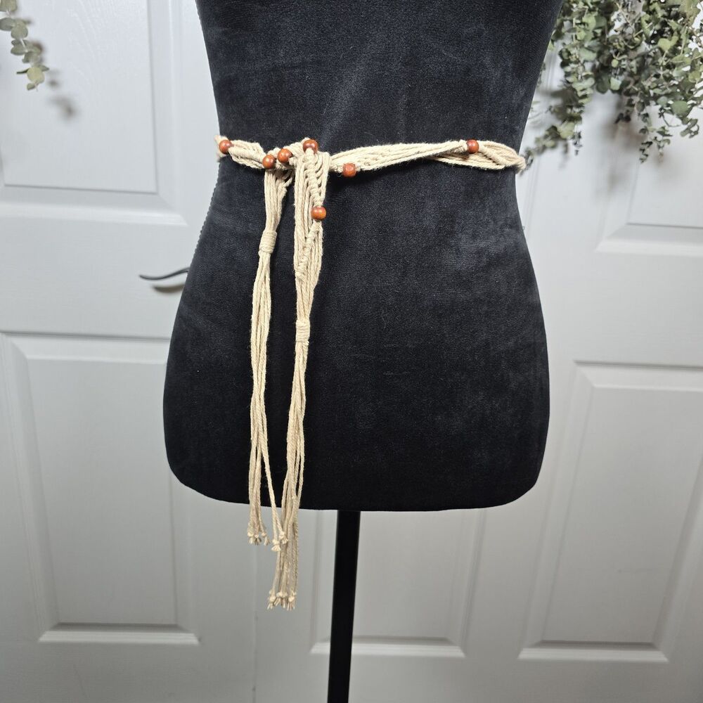 Macrame Beaded Tassel Belt Boho Festival Hippie Western Revival Statement 51"
